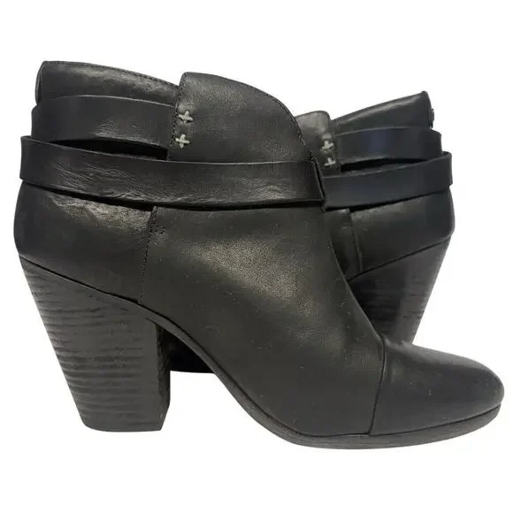 Rag & Bone Harrow Heeled Ankle Black Leather Boots Booties Women’s Size 40 / 10 - Picture 5 of 9